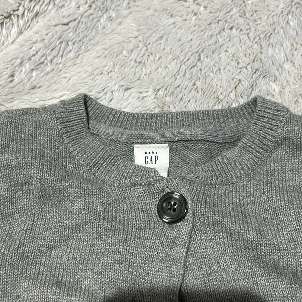 Baby Gap 5 grey one button open front horse detail 3d mane pink cream euc